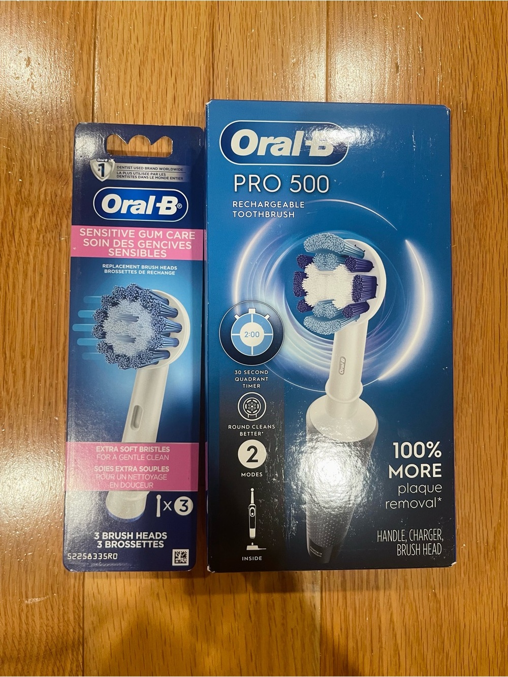 Oral-B Pro 500 Rechargeable Toothbrush with Replacement Brush Heads - Blue